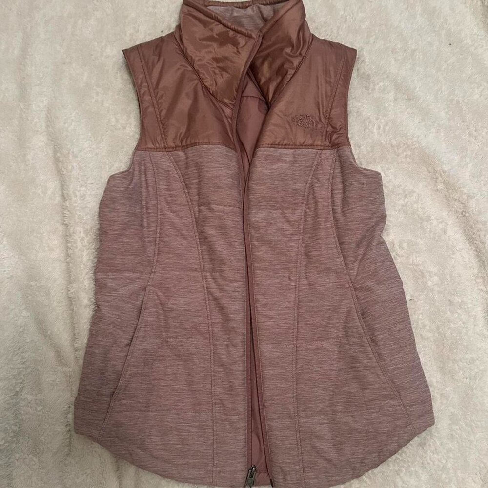 THE NORTH FACE Pseudio Puffer Vest Women's M Dusty Rose Heathered Pink Nylon